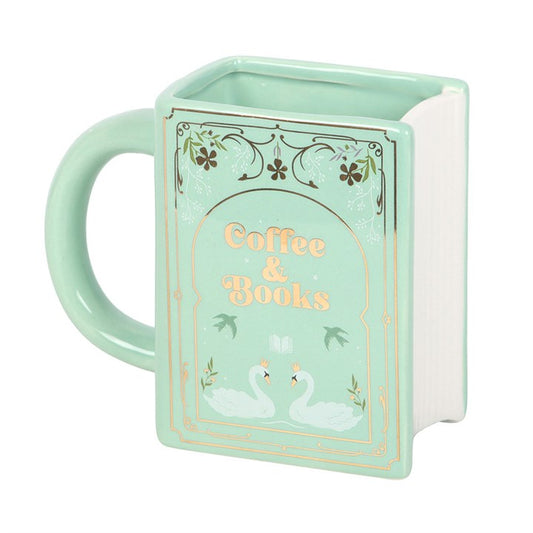 Coffee and Books Green Book Shaped Mug